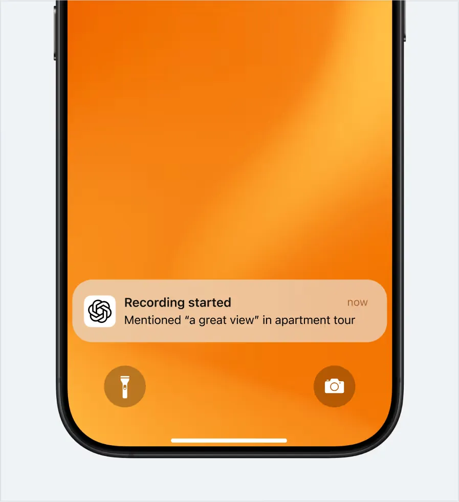 Recording notification - Communicating rationale to users