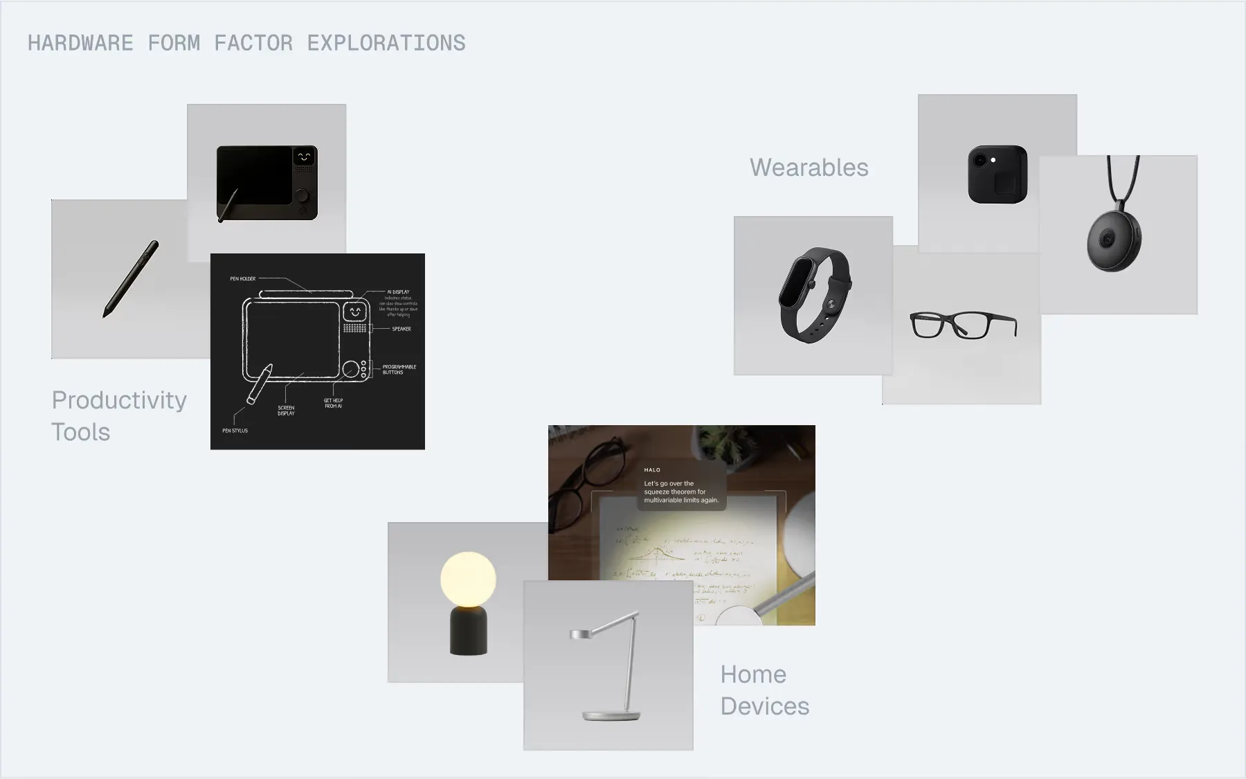Hardware Form Factor Explorations - Productivity Tools, Wearables, and Home Devices