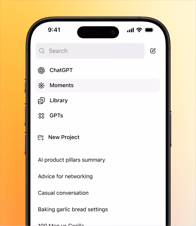 Moments log as a new page