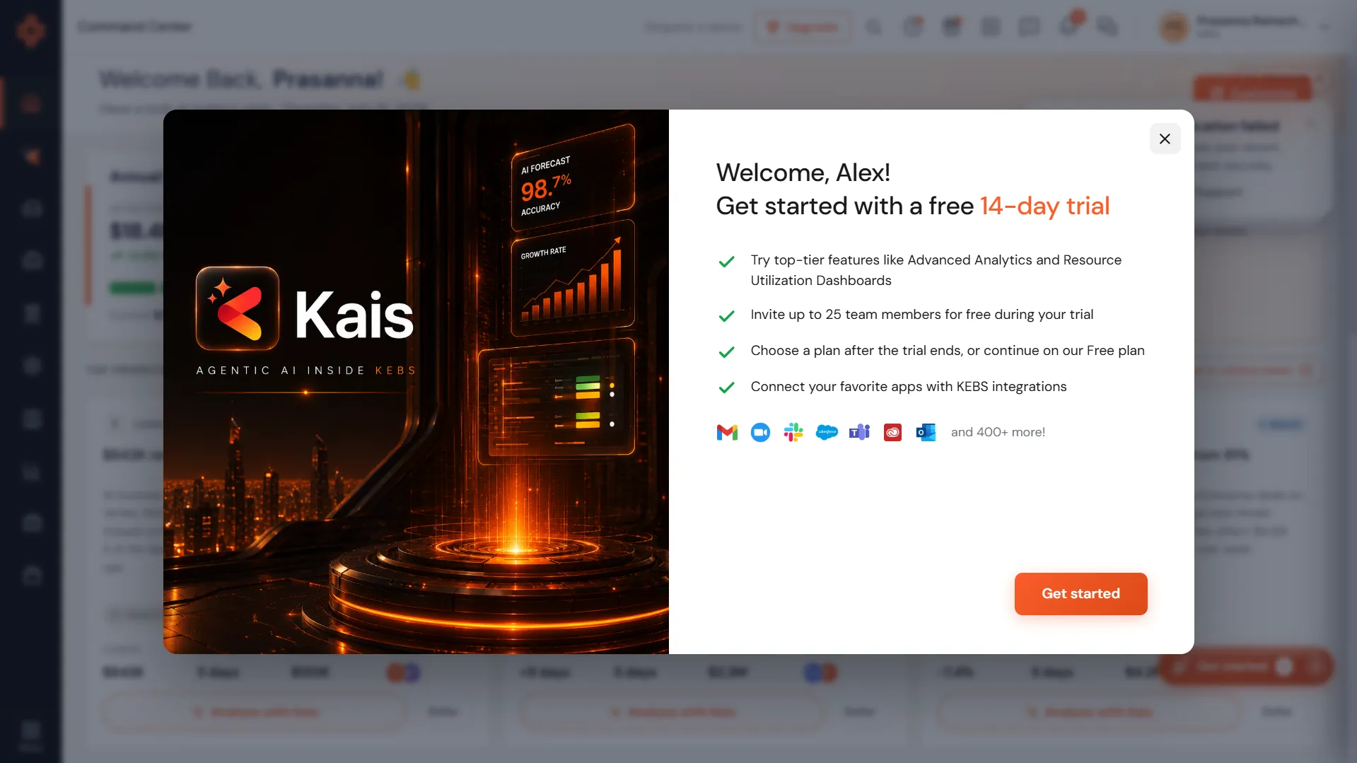 Kais AI — Agentic AI Inside KEBS, Welcome to 14-day trial
