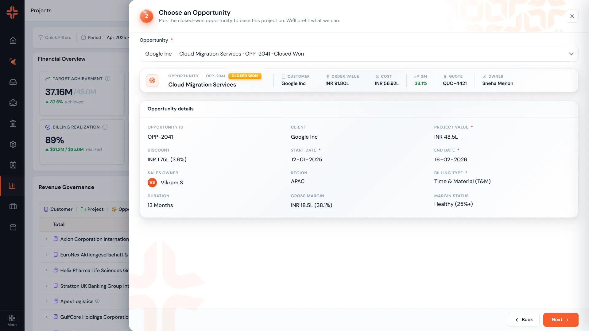 Create a project — sensible defaults applied