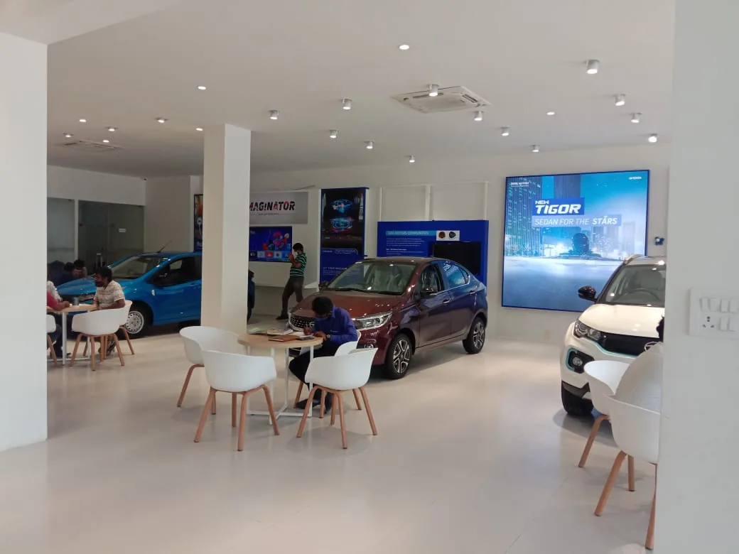 Tata Motors showroom: showroom floor and customer tables